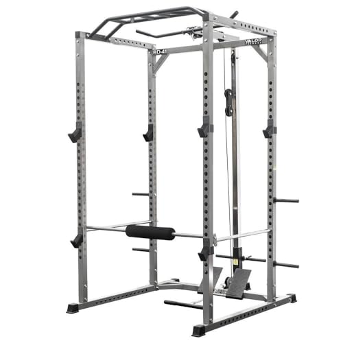 Valor Fitness BD-41 Power Rack with Multi-Grip Chin-Up Bar & LAT Pull Attachment