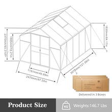 YOPTO 8x10 FT Greenhouses for Outdoor,Heavy Duty Polycarbonate Greenhouse,Large Walk-in Garden Green House with Raised Base,Double Doors and Two Ventilation Windows for Outside, Backyard,Black