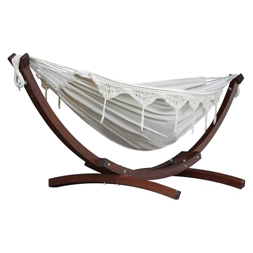 Vivere Solid Pine Wood Hammock Combo, Natural