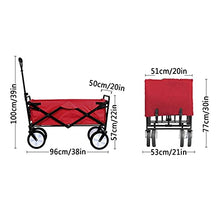 Outdoor Folding Utility Wagon Heavy Duty Garden Cart, Folding Wagon Utility Truck, Adjustable Handle, Portable Camping Trolley, Load-Bearing 80kg / 176lbs (Black)