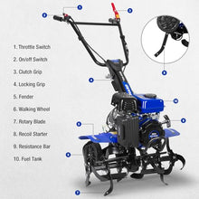 BILT HARD 24'' 99cc 4-Cycle Gas Tiller Cultivator, Variable Width Front Rotating Tines Tiller, 11.8'' Max Working Depth, Adjustable Handle & Wheels Rototiller for Weeding, Cultivating, Digging