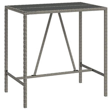 WXGTBKPR 7 Piece Patio Bar Set with Cushions, Outdoor PE Rattan Bar Table and 6 Stools, Weather-Resistant Garden Pub Set with Tempered Glass Top, Grey