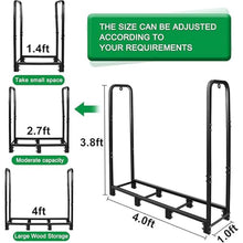 Enpvneer Firewood Rack Holder, Heavy Duty Fire Wood Stand for Fireplace, Outdoor Indoor Firewood Rack Holder for Fireplace Wood Storage, Black