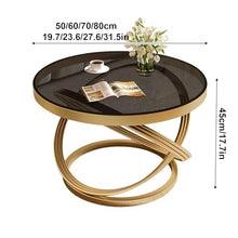 Round Glass Coffee Tables for Living Room, Simple Modern Center Table, Coffee Table for Living Room with Round Corners, for Living Room Home Office(Black,50cm/19.7in)
