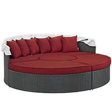 Modern Contemporary Outdoor Patio Balcony Lounge Daybed Sofa Bed, Rattan Wicker, Red