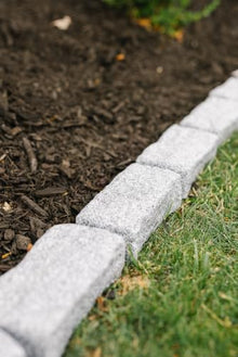 Beuta Landscape Edging | Garden Edging Border | Polyrock Bricks for Lawn edging, Flower beds, Pathways & Yard Edging– 40 Packs | Each Section Has 6 Bricks 48"L x 4"W x 2.25"H | 120 Spikes |Greystone