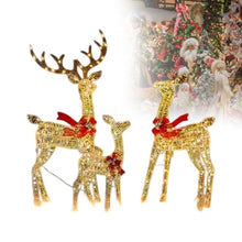 3Pcs Large Lighted Reindeer Christmas Decorations, 3D Yard Deer Decor Family Set for Indoor or Outdoor Yard Art- with Warm White LED Lights,Ground Stakes,Zip Ties 3