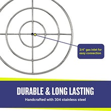 American Fireglass Triple-Ring Fire Pit Burner, 36-Inch Round | Use in Outdoor Natural Gas or Propane Fire Pit or Bowl | Durable Stainless Steel, BTU 445,000 Max.