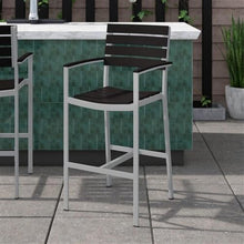 Home Square Aluminum Frame Patio Bar Arm Stool Set of 3 Grey