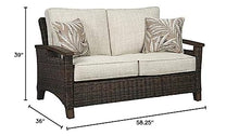 Home Square 2 Piece Patio Polyester Loveseat Set Brown