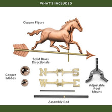 Good Directions Pure Copper Trotting Horse Weathervane, Includes Adjustable Roof Mount for Easy Installation - Hand-Polished Copper