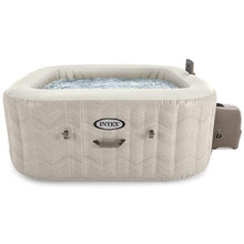INTEX 28471EH 6 Person PureSpa Chevron Deluxe Outdoor Inflatable Portable Hot Tub, Includes Energy Efficient Spa Cover, Spa Control App, Saltwater System Ready, 77" x 77" x 28"