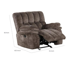 Benzara Heya Manual Glider Recliner Chair, Pillow Tufted Dark Brown