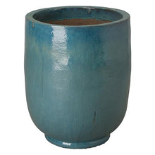 Emissary Home and Garden 23.5in. L x 29in. H Teal Stoneware Round Planter with High-fire Treatment (Set of 1)
