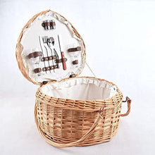 SHSWUD Rustic Picnic Basket, Outdoors Picnic Basket Picnic Willow Picnic Basket Cutlery Service Kit Picnic Gift Basket Picnic Baskets Basket for Outdoor Camping, 40*35*22cm, Brown