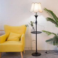 LUYOUBOZHU Floor Lamp Modern LED Floor Lamp with Side Table for Bedroom, Living Room, Office(White)