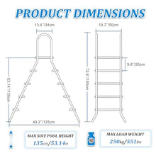 Fiunkes 52" Above Ground Swimming Pool Ladder, Durable 304 Stainless Steel Height Ladder for Outdoor, 4 Steps Ladder Heavy Duty Ladder, Max Load Capacity 500 Lb,S