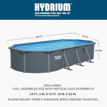 Bestway Hydrium 24' x 12' x 52" Above Ground Pool, Oval Steel Side Wall Frame Outdoor Swimming Pool Set with Sand Filter Pump, Polysphere Filtration Balls, Ladder & Accessories