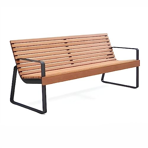 YHdtUO Garden Benches Outdoor Bench Chairs, Park Benches with Backrest and Armrests, Classic Steel Frame Solid Wood Bench Leisure Chairs for Patio Backyard Gardens P,Galvanized Steel-200 * 54 * 78CM