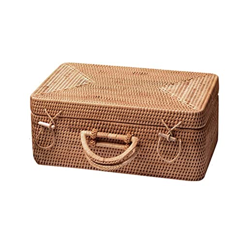 Handmade Rattan Portable Storage Box Storage Basket (Color : B) (C)