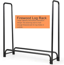 DJVHSRI Portable Large Capacity Firewood Rack, Black Freestanding Iron Hearth Accessories Kit, Indoor/Outdoor Log Rack,