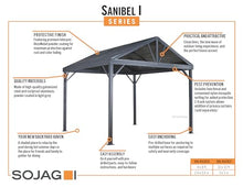 Sojag 8' x 8' Sanibel I Hardtop Gazebo Outdoor Weather-Resistant Aluminum Frame Light Grey