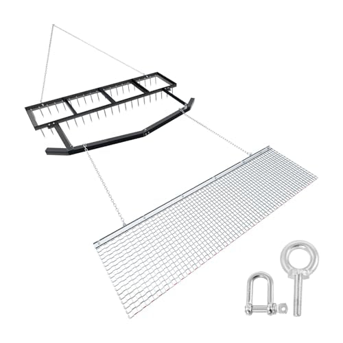 VEVOR Drag Harrow, 6 ft Tow-Behind Driveway Grader with Chain Harrow, Adjustable Width & 80lbs Load Capacity, Heavy Duty Lawn Leveling Rake, Fits ATVs UTVs Tractors, for Gravel Driveway Field