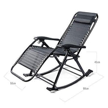 MHJKHG Rocking Chair Adult Siesta Rocking Chair Rocking Chair,Folding Chair,Lunch Break Chair,Leisure Chair,Balcony Lazy Home Outdoor Leisure Rocking Rocking Chair，Black