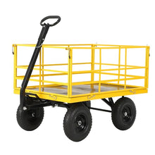 Takywep 1500 LBS Steel Garden Cart, Heavy Duty Pullable Garden Wagon with 13" Flat-Free Tires & Adjustable Handle, Outdoor Utility Yard Wagon Cart with Detachable Side Panels, Yellow