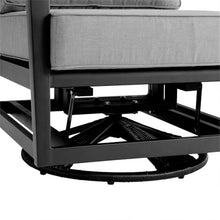 Afuera Living Aluminum Outdoor Swivel Glider Chair, Black Frame with Dark Grey UV-Resistant Cushions, 35" H x 31" W x 32" D, Modern Style Durable Patio or Garden Chair with Smooth Swivel Function