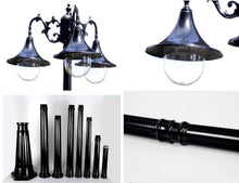 CUTPOIY 3-Lights Pillar Lamp Outside Pole Lantern Rainproof Fence Post Lighting for Backyard Garden (Black-110.24)