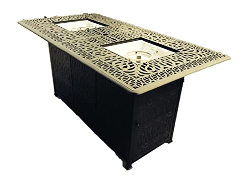 Patio Land Elizabeth Outdoor Cast Aluminum Powder Coated Double Burner Bar Table - Antique Bronze