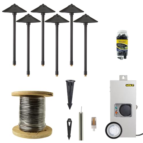 VOLT 12V Max Spread 2700K LED Path Light 6-Pack Kit (Black)