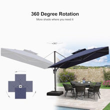 OROTLECT 132'' Square Double Top Cantilever TiltIng Umbrella With Base,Navy