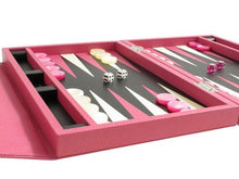 Zaza & Sacci Travel Backgammon Set 15" Leather Case Pink