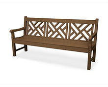 POLYWOOD Rockford Chippendale Bench, Teak - 72" Outdoor Garden Bench - All-Weather HDPE Patio Seating - Classic English Style Fire Pit Bench for Backyard, Porch & Deck
