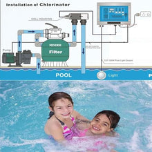 Pool Salt Water Chlorinator, 10/15/20/30/50g/h Salt Water Pool Chlorine Generator System, 10-40℃ Water Temperature Electrolyzer Swimming Pool Salt Chlorinator(50g/h)