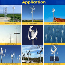 6000w Wind Turbine Generator Kit,3 Blade Vertical Axis Generators, Electromagnetic Portable Vertical Helix Charger Controller, For Home, Business,Industrial Energy Supply White-24V