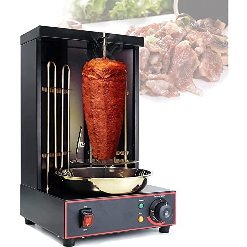 Dntum Shawarma Doner Maker, Automatic Rotation Vertical Kebab Grill, with Temperature Adjustment Switch and 2 Heating Tubes, for Roast Turkey, Taco Roast and Fried Chicken, Home Restaurant Kitchen