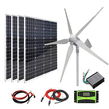 AUECOOR 1280 Watts 48V Wind Solar Power Kit for Boat RV Home: 4 x 120W High Efficiency Monocrystalline Solar Panel + 800W Wind Turbine + Accessories