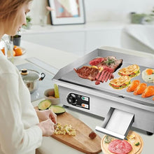 Commercial Electric Griddle 21.6", Electric Countertop Hot Plate BBQ Restaurant Tabletop Flat Top Grill Machine Stainless Steel Grill (110V 1600W(US))