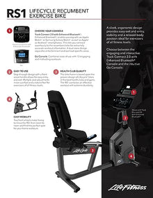 Life Fitness RS1 Recumbent Indoor Cycling Exercise Bike with Go Console Titanium