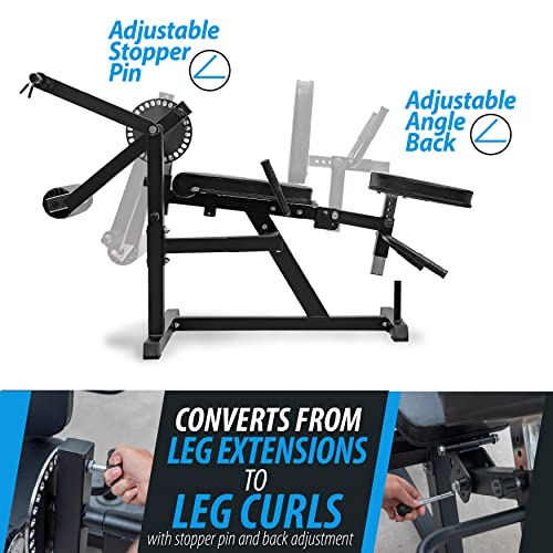 ANYTHING SPORTS Heavy Duty Adjustable Leg Extension and Curl Machine 2.0 Black