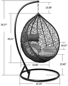 Island Gale Luxury Hanging Hammock Porch Rattan Wicker Swing Chair with Free Cover Outdoor Egg Chair with Cushion (REd)