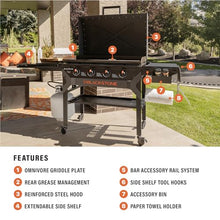 Blackstone 2310 Iron Forged 36” Omnivore Griddle with X-Braced Hood, Powder Coated Steel, Black