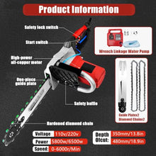 Electric Concrete Saw, 5800W/6500W Handheld Electric Concrete Chain Saw with Water Fed Dust Suppression for Granite and Reinforced Concrete, 13.8"/18.9" Cutting Depth