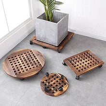 SDVantage Rolling Wooden Planter Caddy Potted Plant Stand with Wheels Round Flower Pot Rack Indoor Outdoor Planter Trolley with 360° Rotating Casters Rolling Coaster Garden Pot Dolly
