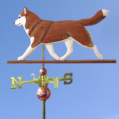 Husky Hand Carved & Painted Weathervane Red/White 22 Inch