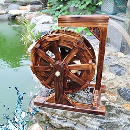 Waterwheel Fountain Wood Water Wheel Waterfall Wooden Garden Indoor Outdoor Wheels Fountain Vintage Rustic Ornamental Pond Decorative Balcony for Patio Backyard, Porch,Yard (Size : Diameter 90cm(35.4