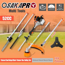 AMZXPLORE 52cc Gas Powered Multi Tool, 10 in 1 Weed Eater with String Trimmer, Brush Cutter, Hedge Trimmer and Pole Saw Attachments, 2 Cycle Engine Lawn Care Tool Kit with Extension Pole
